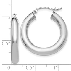 14k White Gold Polished 5mm x 25mm Lightweight Hoop Earrings