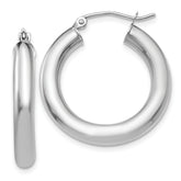 14k White Gold Polished 5mm x 25mm Lightweight Hoop Earrings
