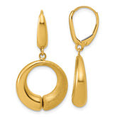 14K Polished and Brushed Circle Leverback Earrings