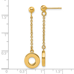 14K Polished Circle Dangle Post Earrings