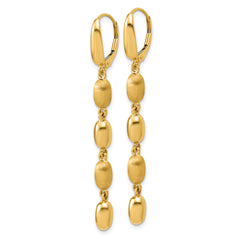 14K Polished and Brushed Fancy Leverback Dangle Earrings