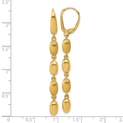 14K Polished and Brushed Fancy Leverback Dangle Earrings