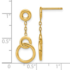14K Polished Circle Dangle Post Earrings