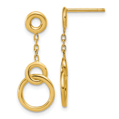 14K Polished Circle Dangle Post Earrings