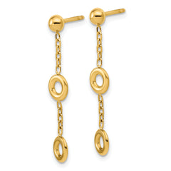 14K Polished Circle Post Dangle Earrings