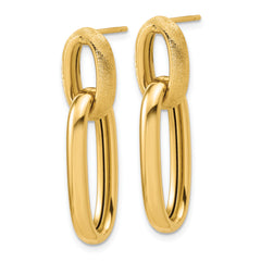 14K Polished and Brushed Ovals Dangle Post Earrings