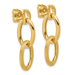 14K Polished and Brushed Ovals Dangle Post Earrings