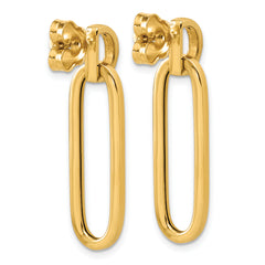 14K Polished and Brushed Oval Dangle Post Earrings