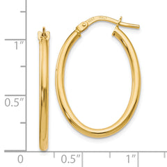 14K Polished Oval Hinged Hoop Earrings