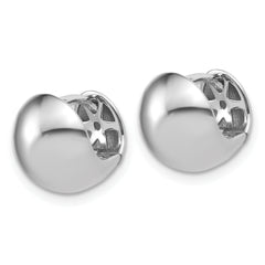 14K White Gold Polished Hinged Huggie Hoop Earrings