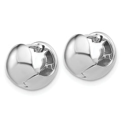 14K White Gold Polished Hinged Huggie Hoop Earrings