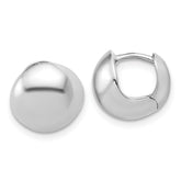 14K White Gold Polished Hinged Huggie Hoop Earrings