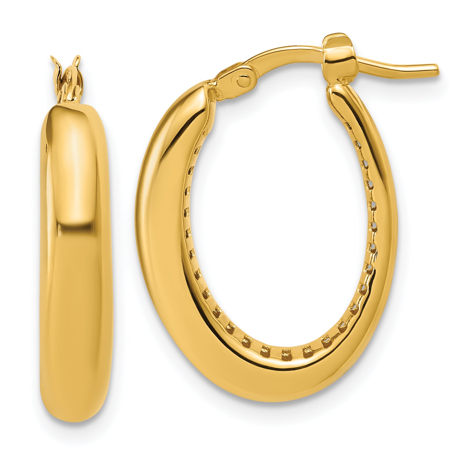 14K Polished Oval Hoop Earrings