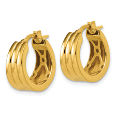 14K Polished Grooved Round Hoop Earrings
