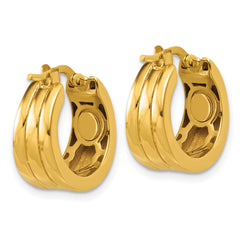 14K Polished Grooved Round Hoop Earrings