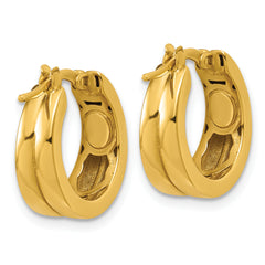 14K Polished Grooved Round Hoop Earrings