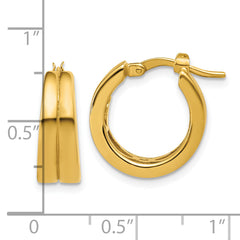 14K Polished Grooved Round Hoop Earrings