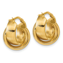 14K Polished Grooved and Twisted Hoop Earrings