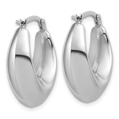 14K White Gold Polished Hoop Earrings
