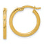 14K Polished and Textured Round Hoop Earrings