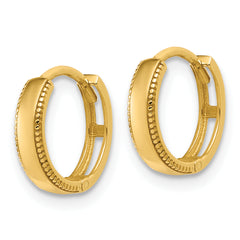14K Polished Textured Huggie Hoop Earrings