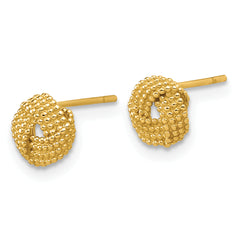 14K Polished Textured Love Knot Post Earrings