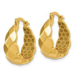 14K Polished Faceted Hoop Earrings