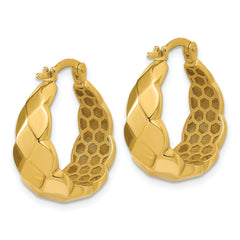 14K Polished Faceted Hoop Earrings