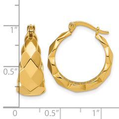 14K Polished Faceted Hoop Earrings