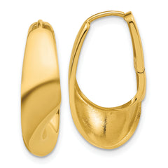 14K Polished Fancy Wave Hinged Hoop Earrings