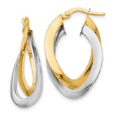 14K Two-tone Polished Twisted Double Hoop Earrings