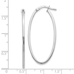 14K White Gold Polished Oval Hoop Earrings
