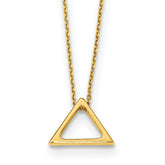 14K Polished Triangle w/2 in ext. Necklace