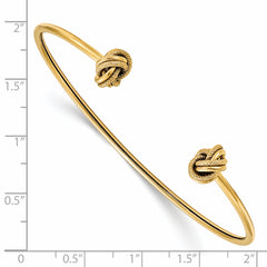 14K Polished and Textured Love Knot Flexible Cuff Bangle