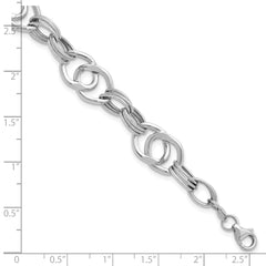 14K White Gold Polished Fancy Link Bracelet
