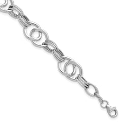 14K White Gold Polished Fancy Link Bracelet