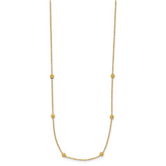 14K Polished D/C Beaded 17in with 2in ext. Necklace