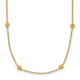 14K Polished D/C Beaded 17in with 2in ext. Necklace