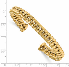 14K Polished Fancy Link Cuff Bangle