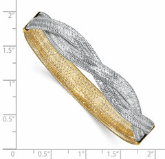 14K with White Rhodium Mesh Reversible Stretch Bracelet