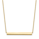 14K Polished with 1in ext. Bar Necklace