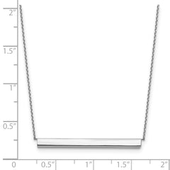 14K White Gold Polished with 1in ext. Bar Necklace