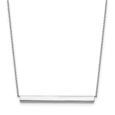 14K White Gold Polished with 1in ext. Bar Necklace