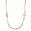 Cross Beaded Rosary Necklace in 14K Tri-Color Gold, 18 Inch - Sophia Jewelers
