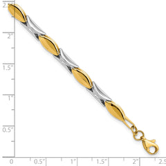 14K Two-tone Polished Fancy Link Bracelet