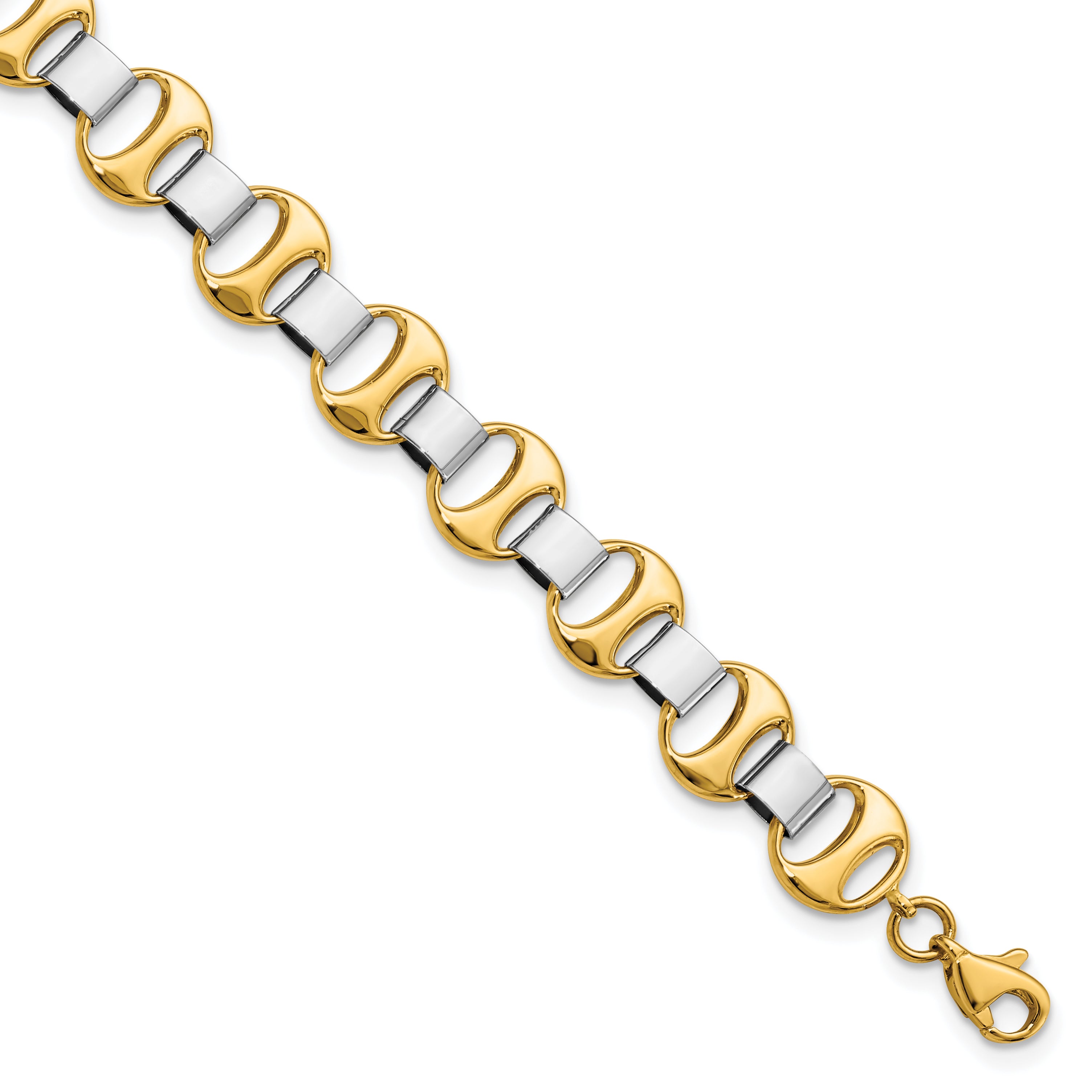 14K Two-tone Polished Fancy Link Bracelet