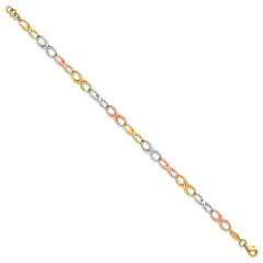 14K Tri-color Infinity Symbol Link Bracelet