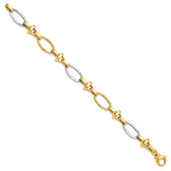 14K Two-tone Polished Fancy Link Bracelet