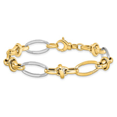 14K Two-tone Polished Fancy Link Bracelet