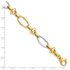 14K Two-tone Polished Fancy Link Bracelet